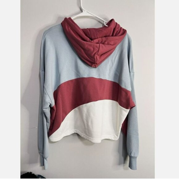 Puma Sweatshirt Women's L Colorblock Drawstring Hoodie Pullover Cropped - Picture 3 of 5